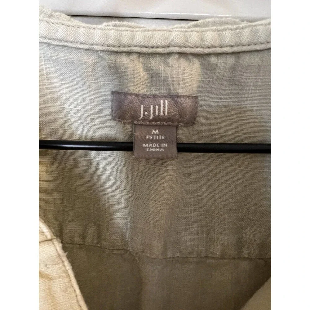 J Jill 100% Linen Hooded Sleeveless Shift Dress Size Medium Petite MP - Picture 2 of 5